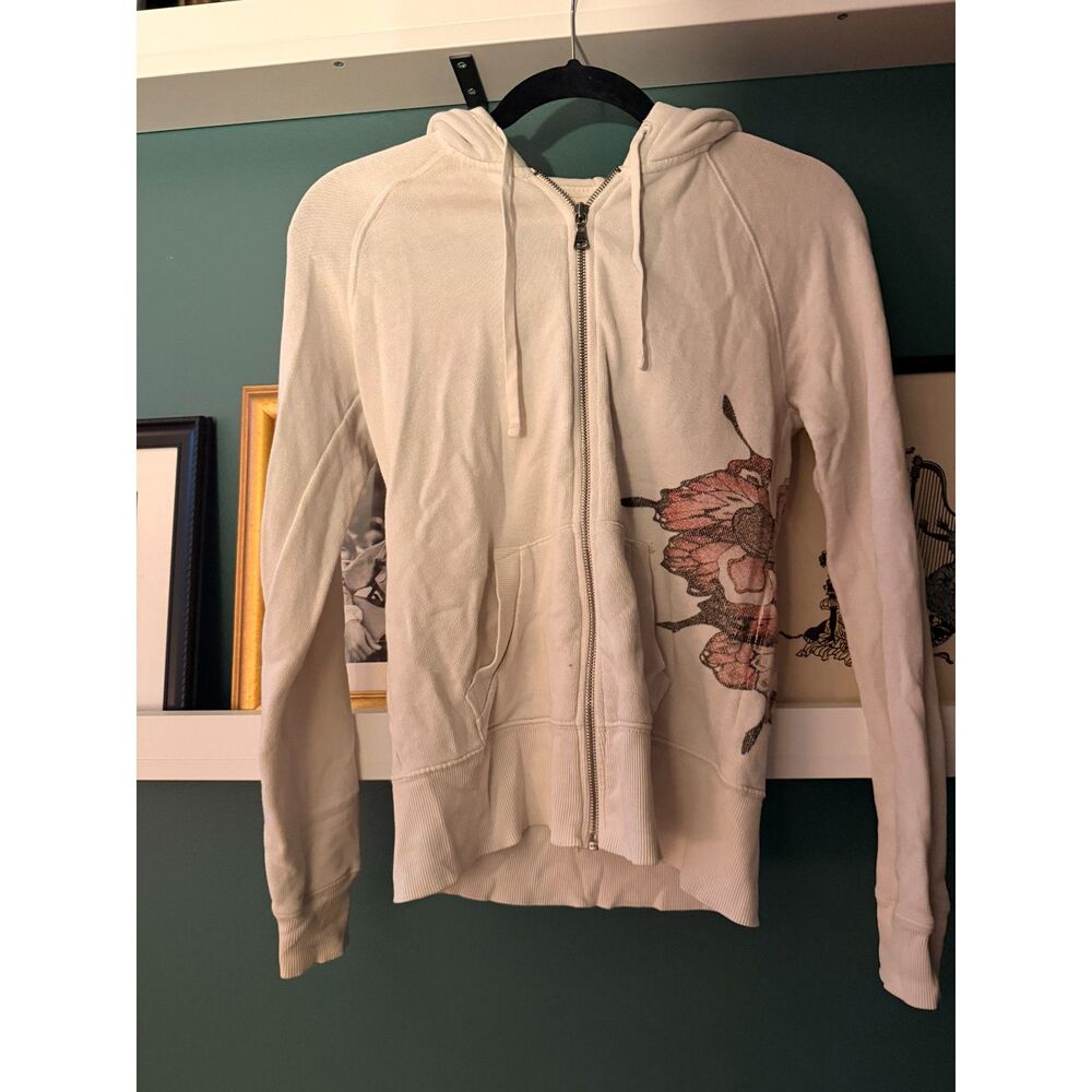 RARE Vintage Gap x (RED) James Jean Design: Cream + Floral Zip Up Hoodie